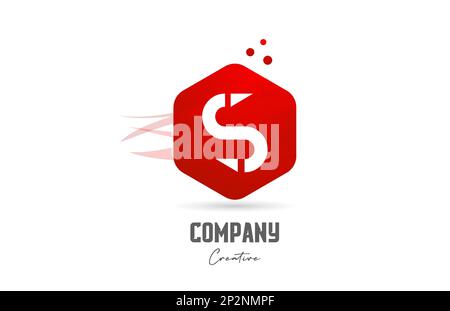 S red hexagon letter alphabet logo icon design. Creative template for company and business Stock Vector