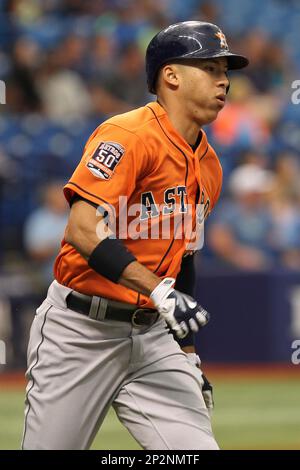 21 JUN 2014: Jose Altuve of the Astros during the regular season game  between the Houston Astros and the Tampa Bay Rays at Tropicana Field in St.  Petersburg, Florida. The Astros and