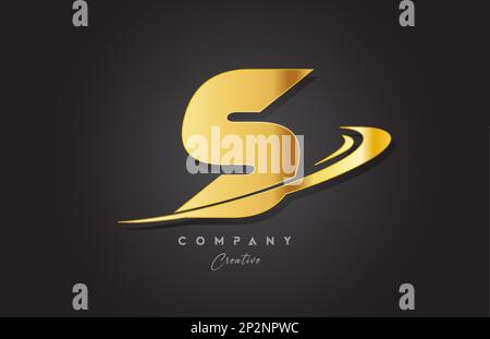 S golden alphabet letter logo icon design. Template for company and business with swoosh Stock Vector