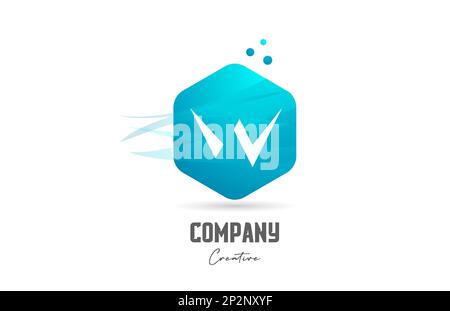 hexagon W letter alphabet logo icon design with blue color and dots. Creative template for business and company Stock Vector