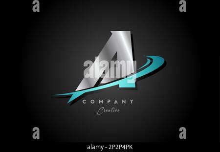 silver metal blue Y alphabet letter logo icon design with swoosh ...