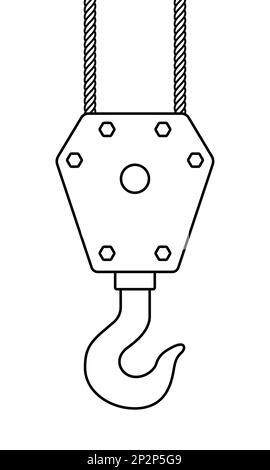 Contour illustration of industrial lifting crane hook Stock Vector
