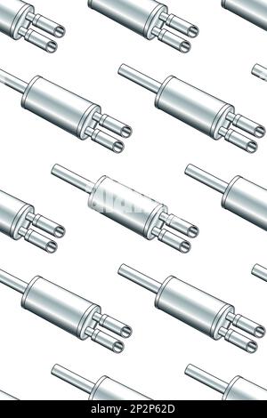 Seamless pattern of a car exhaust mufflers Stock Vector
