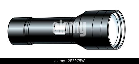 Illustration of a pocket electric LED flashlight Stock Vector