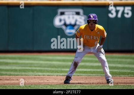 June 16, 2015: LSU infielder Alex Bregman #8 leaves the field after game 7  of the 2015 NCAA Men's College World Series between LSU Tigers and Cal  State Fullerton Titans at TD