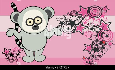 standig lemur chibi kid character cartoon background illustration in vector format Stock Vector