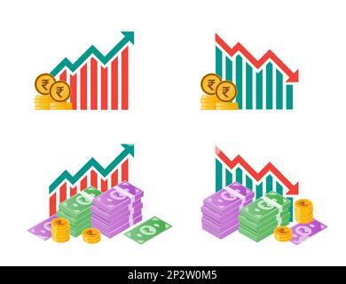 Indian Rupee Money Fluctuation Illustrations Stock Vector