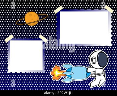 space man character cartoon picture frame background illustration in vector format Stock Vector
