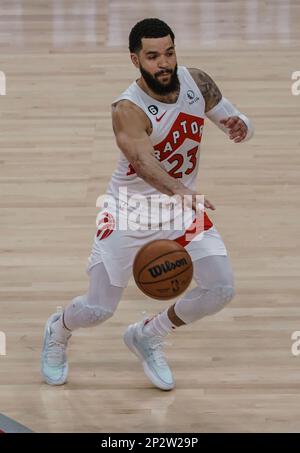 Washington, USA. 04th Mar, 2023. WASHINGTON, DC - MARCH 04: Toronto Raptors guard Fred VanVleet (23) dribbles forward during a NBA game between the Washington Wizards and the Toronto Raptors, on March 04, 2023, at Capital One Arena, in Washington, DC. (Photo by Tony Quinn/SipaUSA) Credit: Sipa USA/Alamy Live News Stock Photo