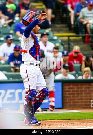 May 28, 2015: Texas Rangers Designated hitter Prince Fielder (84) during  the Red Sox at Rangers baseball game at Globe Life Park, Arlington, Texas.  (Icon Sportswire via AP Images Stock Photo - Alamy