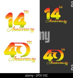 14 of 40 Years Anniversary Vector Template Design Illustration.EPS 10 Stock Vector