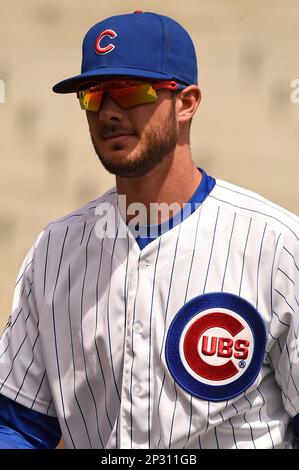 Milwaukee, WI, USA. 9th May, 2015. Chicago Cubs third baseman Kris Bryant  #17 in action during the Major League Baseball game between the Milwaukee  Brewers and the Chicago Cubs at Miller Park