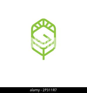 Vector logo in which an abstract image of the letter G which also looks like a tree leaf.EPS 10 Stock Vector