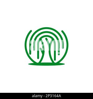 Oak or banyan tree line art logo icon design vector illustration.EPS 10 Stock Vector
