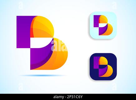 Abstract initial alphabet B logo design. Multi-color gradient letter icon vector illustration. Stock Vector