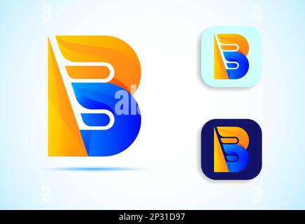 Abstract initial alphabet B logo design. Multi-color gradient letter icon vector illustration. Stock Vector