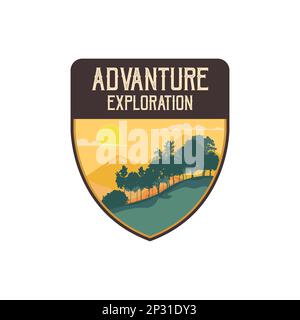 Adventure and mountain outdoor vintage logo template, badge or emblem style Pro Vector. Mountain Logo Outdoor Adventure, Badges, Banners, Emblem Pro V Stock Vector