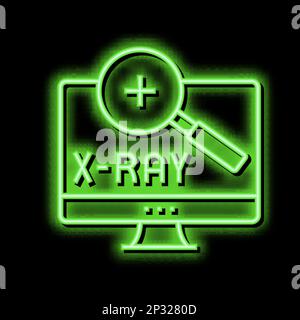 x-ray radiology researching on computer screen color icon vector ...