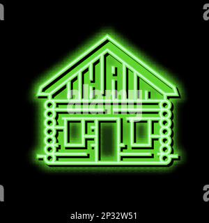 cabin house neon glow icon illustration Stock Vector