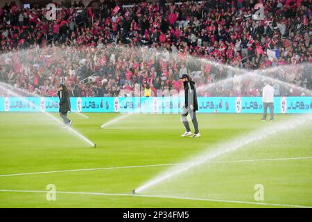 St. Louis, United States. 04th Mar, 2023. Members of the grounds crew at City Park, check the sprinkler system shortly before the inaugural home game for the new St. Louis City SC in St. Louis on March 4, 2023. Photo by Bill Greenblatt/UPI Credit: UPI/Alamy Live News Stock Photo