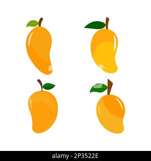 Mango fruit vector icon. Mango in flat style. Vector illustration of tropical fruit. Illustration vector graphic of mango. Good for food and drinks Stock Vector