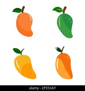 Mango fruit vector icon. Mango in flat style. Vector illustration of tropical fruit. Illustration vector graphic of mango. Good for food and drinks Stock Vector