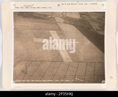 Landing Fields - Hawaii - Lanai Island, Aerial Photograph. Stock Photo