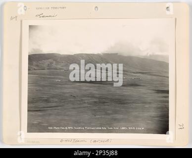 Landing Fields - Hawaii - Lanai Island, Aerial Photograph. Stock Photo