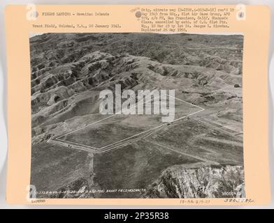 Landing Fields - Hawaii - Molokai Island, Aerial Photograph. Stock Photo