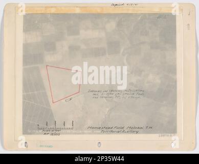 Landing Fields - Hawaii - Molokai Island, Aerial Photograph. Stock Photo