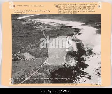 Landing Fields - Hawaii - Molokai Island, Aerial Photograph. Stock Photo