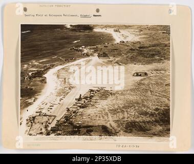 Landing Fields - Hawaii - Molokai Island, Aerial Photograph. Stock Photo