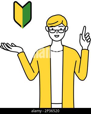 A casually dressed young man showing the symbol for young leaves Stock ...