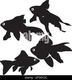 Goldfish vector silhouettes isolated on white background Stock Vector
