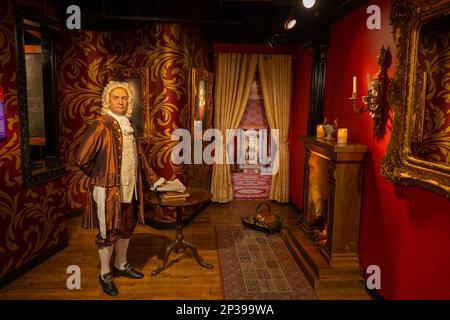 Johann Sebastian Bach in Madame Tussauds Berlin wax museum in Berlin, Germany. Wax figure of German composer and musician of the late Baroque period. Stock Photo