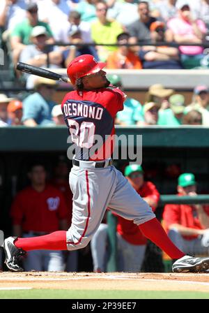 17 MAR 2015: Ian Desmond of the Nationals during the spring training game  on St. Patrick's Day between the Washington Nationals and the Detroit Tigers  at Joker Marchant Stadium in Lakeland, Florida. (