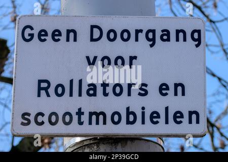 General Forbidden Sign No Walkers And Scooters At Amsterdam The Netherlands 1-3-2023 Stock Photo