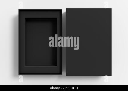 Open black box packaging mockup on white background. Template for your design Stock Photo