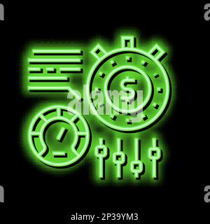 time for earn money settings and optimize neon glow icon illustration Stock Vector