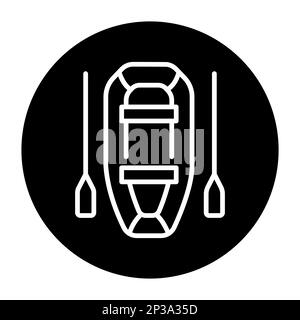 Inflatable Boat black line icon. Water activity. Pictogram for web page. Stock Vector