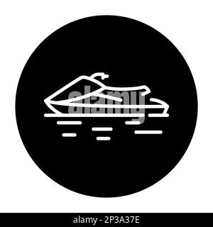 Jet ski black line icon. Water activity. Pictogram for web page. Stock Vector