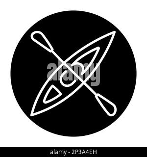 Kayaking black line icon. Water activity. Pictogram for web page. Stock Vector