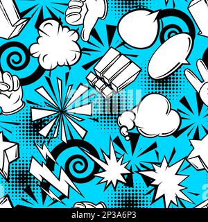 Seamless pattern with comic speech bubbles signs and symbols. Cartoon pop art creative image. Stock Vector