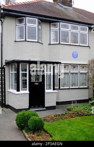 251 Menlove Avenue, Woolton, Liverpool is the childhood home of John Lennon of The Beatles Stock Photo