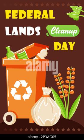 Federal Lands Cleanup Day, throw trash in the trash Stock Vector