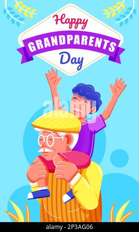 Happy Grandparents Day, grandpa holding his grandson. Perfect for events Stock Vector