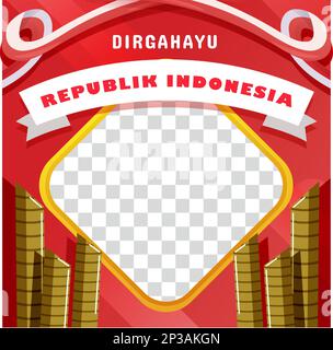 Indonesian Independence Day twibbon with pointed bamboo, perfect for social media posts, vector Stock Vector