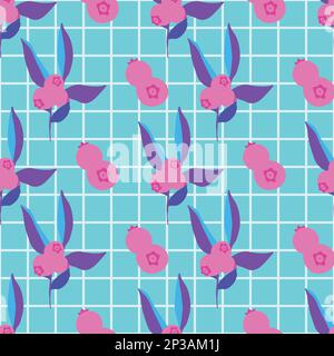pink berries retro style repeat pattern seamless Stock Vector