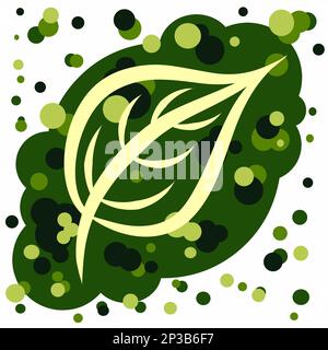 leave in the green bubbles art happy green playful bubble card template Stock Vector