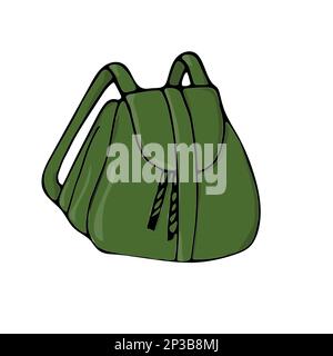 Colored Hand drawn Doodle Backpack. Cartoon Casual Backpack, cool backpack sketch. Vector illustration. Back to school. Stock Vector